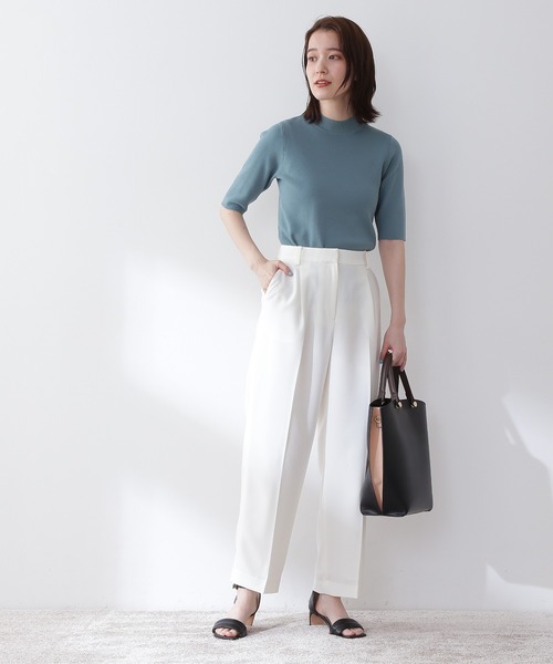 N.（N. Natural Beauty Basic）（エヌエヌナチュラルビューティーベーシック）の「◆総針ボトルネック５分袖ニット（ニット/セーター・レディース・ブラック/ブラウン/レッド/ブルー/クリーム・MEDIUM）」の17枚目の写真