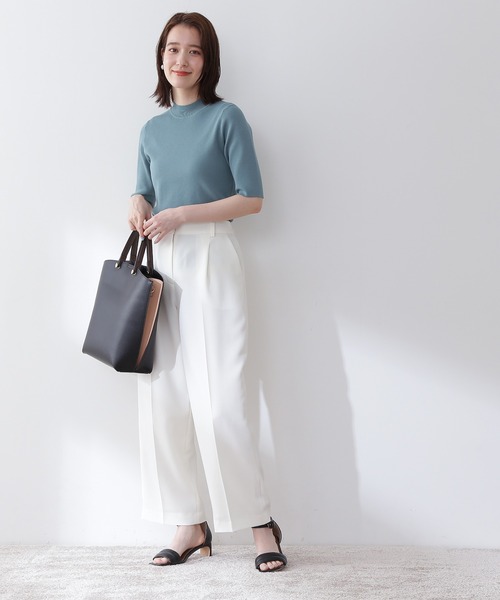 N.（N. Natural Beauty Basic）（エヌエヌナチュラルビューティーベーシック）の「◆総針ボトルネック５分袖ニット（ニット/セーター・レディース・ブラック/ブラウン/レッド/ブルー/クリーム・MEDIUM）」の19枚目の写真