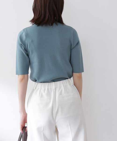 N.（N. Natural Beauty Basic）（エヌエヌナチュラルビューティーベーシック）の「◆総針ボトルネック５分袖ニット（ニット/セーター・レディース・ブラック/ブラウン/レッド/ブルー/クリーム・MEDIUM）」の16枚目の写真