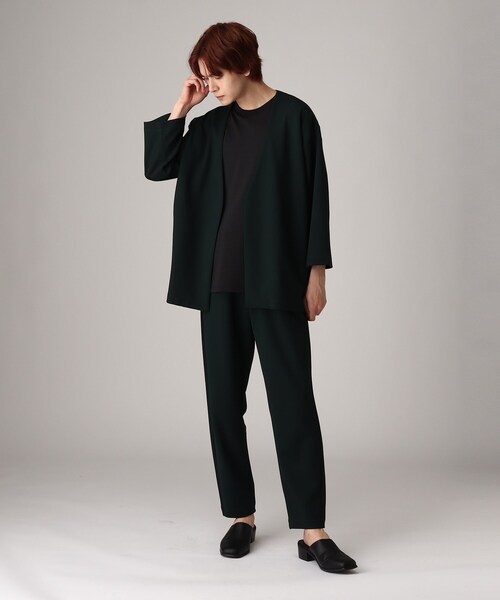 tk.TAKEO KIKUCHI(ティーケータケオキクチ)の「◆2.5マイルジョーゼット5分袖ノーカラーセットアップ(セットアップ・メンズ・ブラック/ダークグリーン/ブラウン系その他・01/02/03)」の5枚目の写真