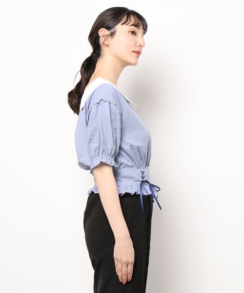 axes femme POETIQUE（アクシーズファムポエティック）の「マリン刺繍オフショルブラウス（シャツ/ブラウス・レディース・キナリ/サックスブルー/ネイビー・MEDIUM）」の5枚目の写真