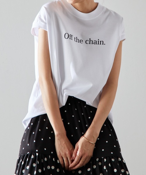 BEARDSLEY（ビアズリー）の「プリントノースリーブTシャツ（Tシャツ/カットソー・レディース・ホワイト/イエロー・FREE）」の2枚目の写真