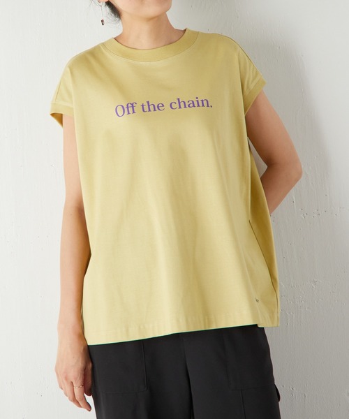 BEARDSLEY（ビアズリー）の「プリントノースリーブTシャツ（Tシャツ/カットソー・レディース・ホワイト/イエロー・FREE）」の6枚目の写真