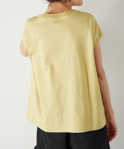 BEARDSLEY（ビアズリー）の「プリントノースリーブTシャツ（Tシャツ/カットソー・レディース・ホワイト/イエロー・FREE）」の9枚目の写真