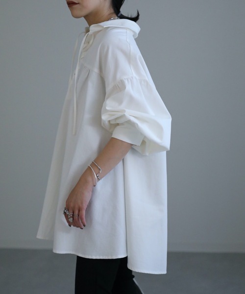 ap retro（アプレトロ）の「スピンドルチュニックシャツ（シャツ/ブラウス・レディース・ホワイト/ブラック・FREE）」の6枚目の写真