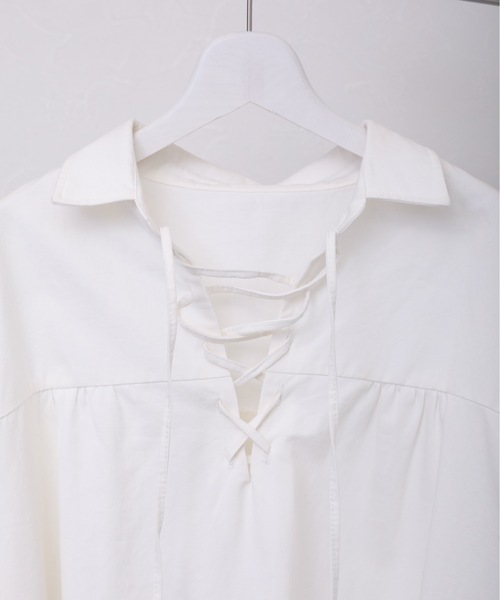 ap retro（アプレトロ）の「スピンドルチュニックシャツ（シャツ/ブラウス・レディース・ホワイト/ブラック・FREE）」の13枚目の写真