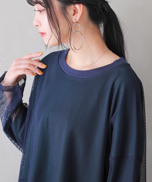 osharewalker（オシャレウォーカー）の「【廃盤】『メッシュドッキングカットソー』（Tシャツ/カットソー・レディース・ネイビー/ブラック・FREE）」の12枚目の写真