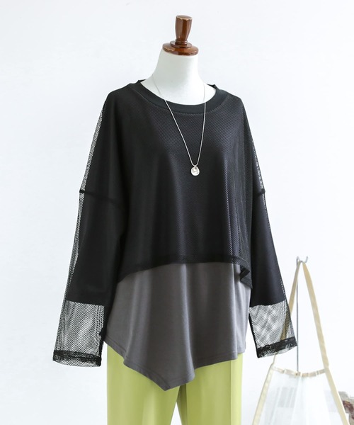 osharewalker（オシャレウォーカー）の「【廃盤】『メッシュドッキングカットソー』（Tシャツ/カットソー・レディース・ネイビー/ブラック・FREE）」の20枚目の写真