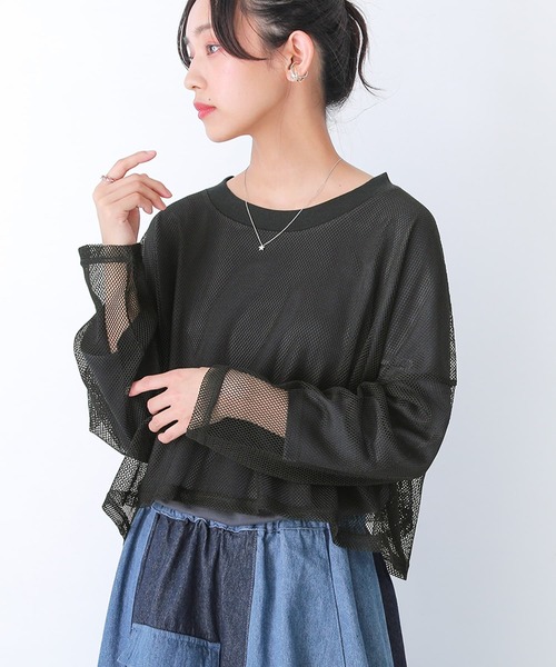 osharewalker（オシャレウォーカー）の「【廃盤】『メッシュドッキングカットソー』（Tシャツ/カットソー・レディース・ネイビー/ブラック・FREE）」の14枚目の写真