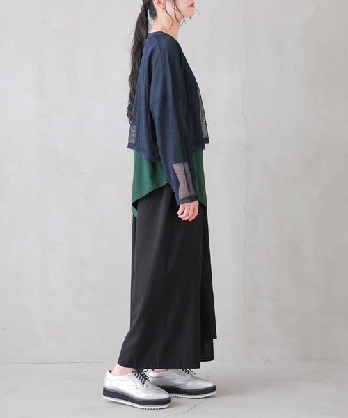 osharewalker（オシャレウォーカー）の「【廃盤】『メッシュドッキングカットソー』（Tシャツ/カットソー・レディース・ネイビー/ブラック・FREE）」の5枚目の写真