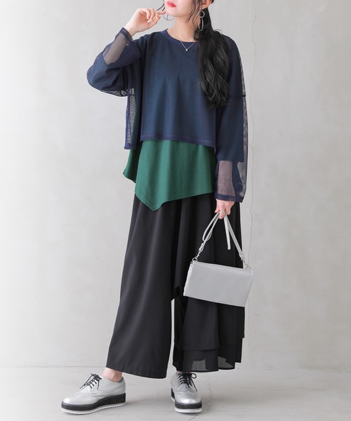 osharewalker（オシャレウォーカー）の「【廃盤】『メッシュドッキングカットソー』（Tシャツ/カットソー・レディース・ネイビー/ブラック・FREE）」の8枚目の写真