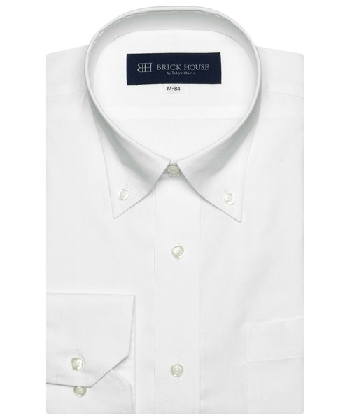 TOKYO SHIRTS(トウキョウシャツ)の「透け防止 形態安定ノーアイロン ドゥエボットーニボタンダウン 長袖ビジネスワイシャツ(ビジネスシャツ・メンズ・ホワイト・首回り43cm-裄丈82cm/首回り42cm-裄丈82cm/首回り37cm-裄丈80cm/首回り39cm-裄丈84cm/首回り43cm-裄丈86cm/首回り41cm-裄丈86cm/首回り42cm-裄丈86cm/首回り37cm-裄丈84cm/首回り41cm-裄丈82cm/首回り39cm-裄丈80cm)」の1枚目の写真
