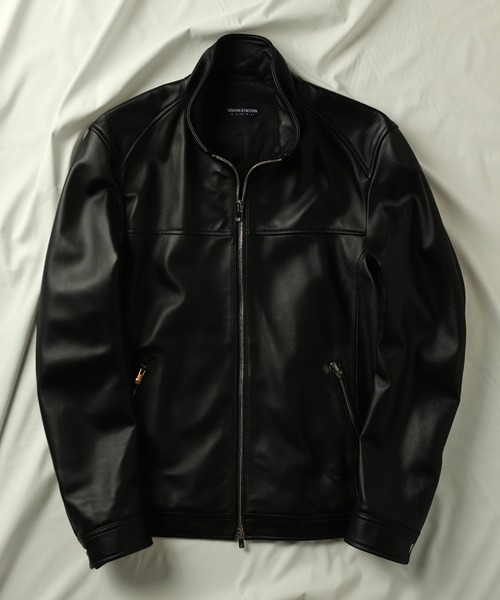UNION STATION（ユニオンステーション）の「【EFFORTLESS】ラムレザースタンドカラージャケット（ライダースジャケット・メンズ・ブラック/ネイビー・LL/S/M/L）」の6枚目の写真