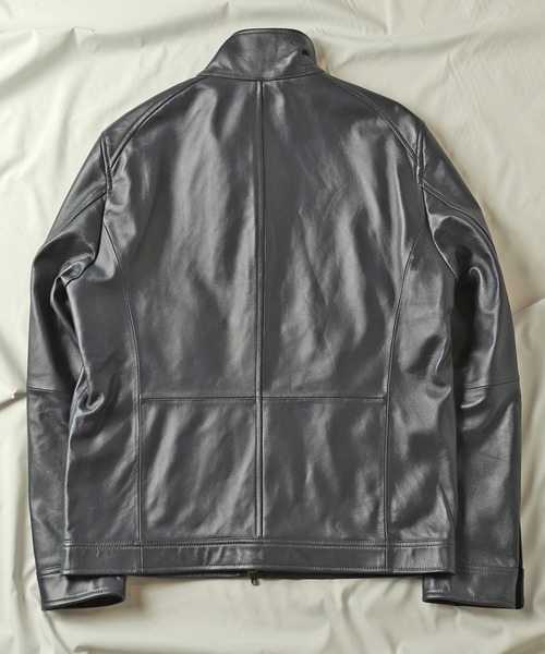 UNION STATION（ユニオンステーション）の「【EFFORTLESS】ラムレザースタンドカラージャケット（ライダースジャケット・メンズ・ブラック/ネイビー・LL/S/M/L）」の3枚目の写真