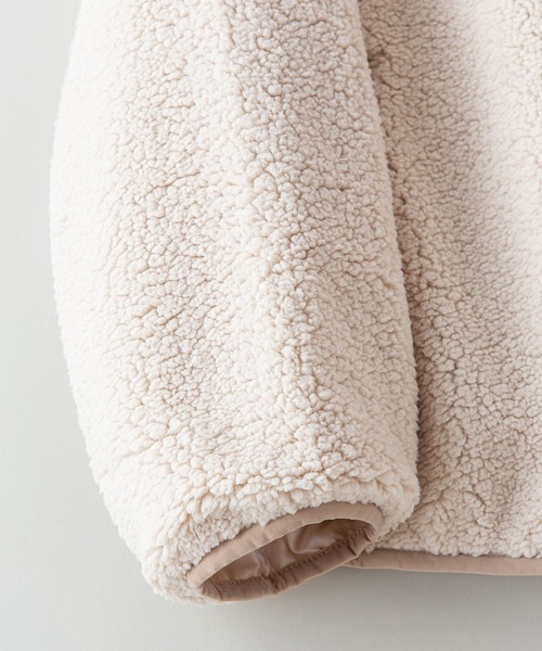 OUTDOOR PRODUCTS（アウトドアプロダクツ）の「ボアフードブルゾン　パーカー　モコモコ　ビッグシルエット（パーカー・レディース・ブラック/ベージュ/アイボリー/ライトブラウン・MEDIUM）」の11枚目の写真