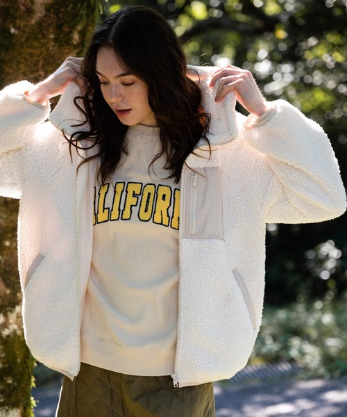 OUTDOOR PRODUCTS（アウトドアプロダクツ）の「ボアフードブルゾン　パーカー　モコモコ　ビッグシルエット（パーカー・レディース・ブラック/ベージュ/アイボリー/ライトブラウン・MEDIUM）」の16枚目の写真