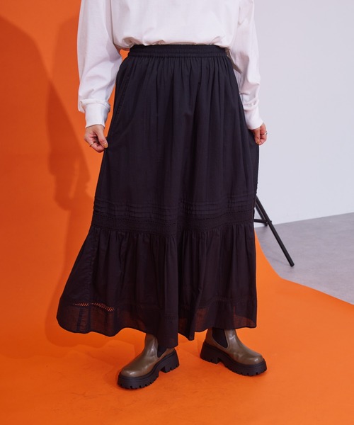 AMERICAN HOLIC（アメリカンホリック）の「ティアードレーススカート（スカート・レディース・ブラック/オフホワイト・FREE）」の19枚目の写真