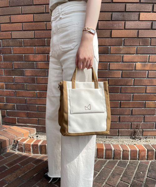 maison vert（メゾンヴェール）の「【撥水・多収納】ロゴ2WAYミニトート（トートバッグ・レディース・ブラック/キャメル・FREE）」の8枚目の写真