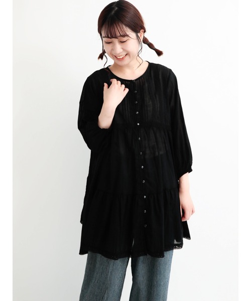 Samansa Mos2(サマンサ モスモス)の「レースティアードチュニック(シャツ/ブラウス・レディース・ブラック/ブラウン/オフホワイト・フリ-)」の19枚目の写真