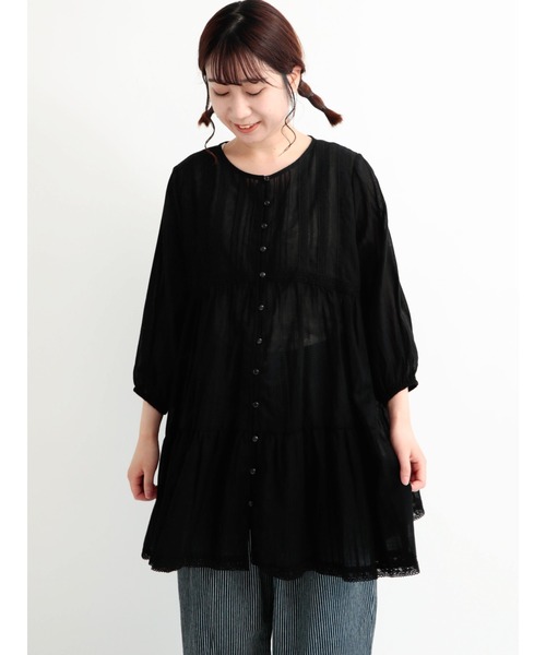 【美品】 スピックアンドスパン ティアードチュニック シャツ ブラウス レース 美品】 スピックアンドスパン ティアードチュニック シャツ