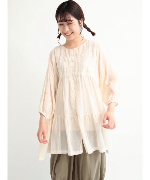 Samansa Mos2(サマンサ モスモス)の「レースティアードチュニック(シャツ/ブラウス・レディース・ブラック/ブラウン/オフホワイト・フリ-)」の11枚目の写真