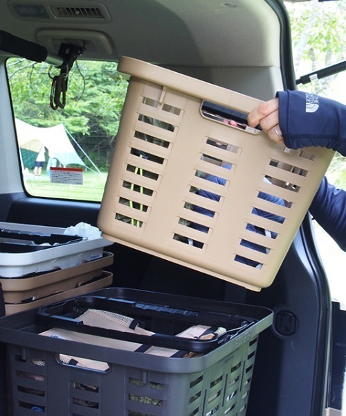 POST GENERAL（ポストジェネラル）の「POST GENERAL ヘビーデューティー バスケット かご（アウトドアグッズ・レディース・ブラック/ベージュ/グリーン・フリー）」の2枚目の写真