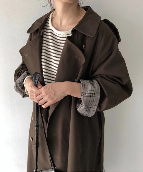 WILLFULLY(ウィルフリー)の「reverse check volume balloon trench(トレンチコート・レディース・ブラック/ブラウン・FREE)」の12枚目の写真