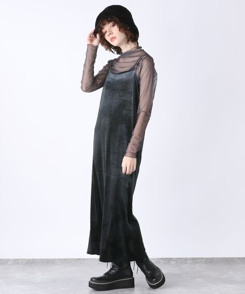￼￼ベロアIラインワンピースドレス JEANASIS（ジーナシス）の「Iラインベロアキャミワンピース/162326