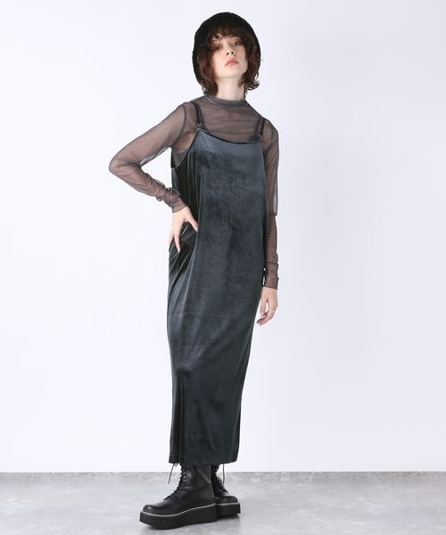 JEANASIS（ジーナシス）の「Iラインベロアキャミワンピース/162326（ワンピース・レディース・ブラウン/ベージュ/ネイビー・FREE）」の14枚目の写真