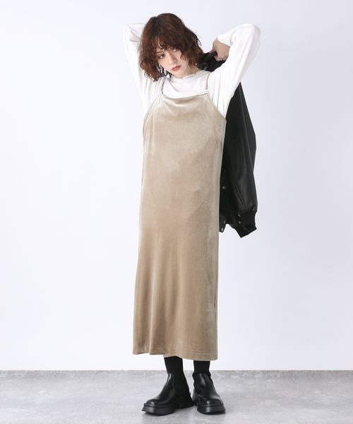 JEANASIS（ジーナシス）の「Iラインベロアキャミワンピース/162326（ワンピース・レディース・ブラウン/ベージュ/ネイビー・FREE）」の18枚目の写真