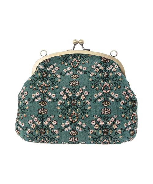 Samansa Mos2（サマンサ モスモス）の「ゴブラン織りがまぐちショルダーバッグ（ハンドバッグ・レディース・ブラック/ベージュ/グリーン・ﾌﾘ-）」の14枚目の写真