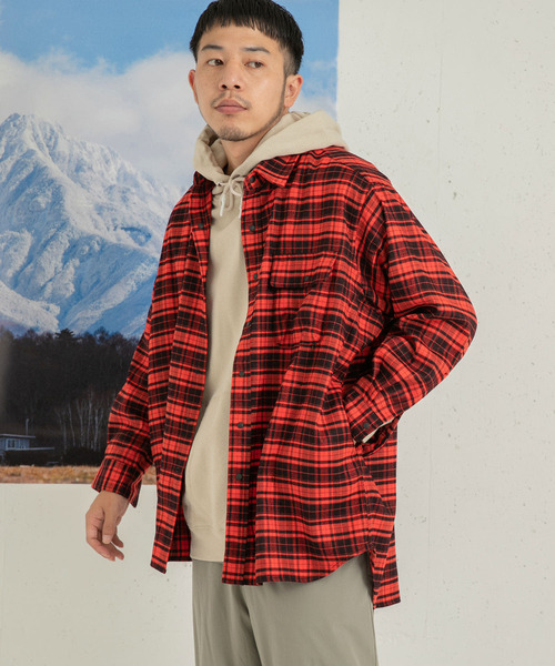 EKAL(エカル)の「ジャーニープットオンチェックシャツ(シャツ/ブラウス・メンズ・レッド/ブルー・MEDIUM/LARGE)」の1枚目の写真