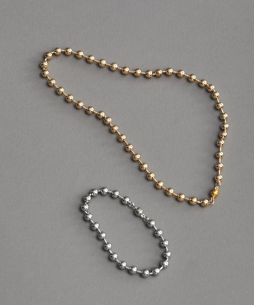 VIS(ビス)の「【3WAY】バイカラーマグネットボールチェーンネックレス(ネックレス・レディース・ゴールド系その他/シルバー・FREE)」の1枚目の写真