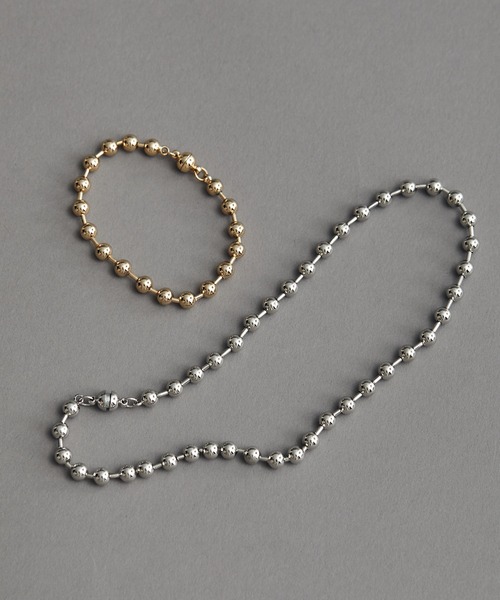 VIS(ビス)の「【3WAY】バイカラーマグネットボールチェーンネックレス(ネックレス・レディース・ゴールド系その他/シルバー・FREE)」の2枚目の写真