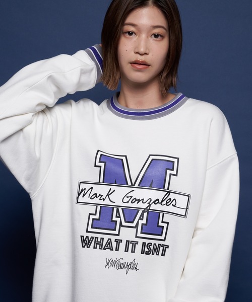 （What it isNt）ART BY MARKGONZALES（ワットイットイズント）の「What it isNt-MG【62322】(ワットイットイズント) アートバイ マークゴンザレス/ラインリブトレーナー（スウェット・メンズ・ホワイト/グレー/ブルー/グリーン・L/XL）」の18枚目の写真