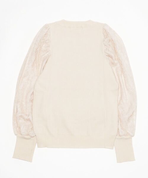 ASTORIA ODIER（アストリアオディール）の「袖レースシフォンボリュームスリーブニット（ニット/セーター・レディース・ブルー/ベージュ/ブラック・MEDIUM/SMALL）」の4枚目の写真