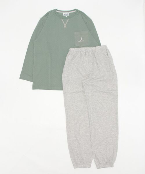 COMME CI COMME CA（コムシコムサ）の「COMME CI COMME CA/コムシコムサ　ルームウェア　長袖長パンツ　表裏綿100％キルト/ダンボールニット　セットアップ（ルームウェア/パジャマ・レディース・ピンク/アイボリー/モスグリーン・LARGE/MEDIUM/X-LARGE）」の3枚目の写真