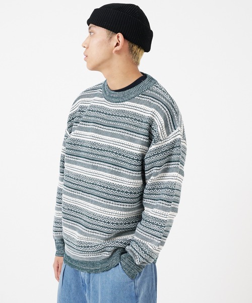 CORISCO（コリスコ）の「ジャガードニット クルー(M1)（ニット/セーター・メンズ・その他/ベージュ/グリーン・MEDIUM/LARGE/X-LARGE）」の9枚目の写真