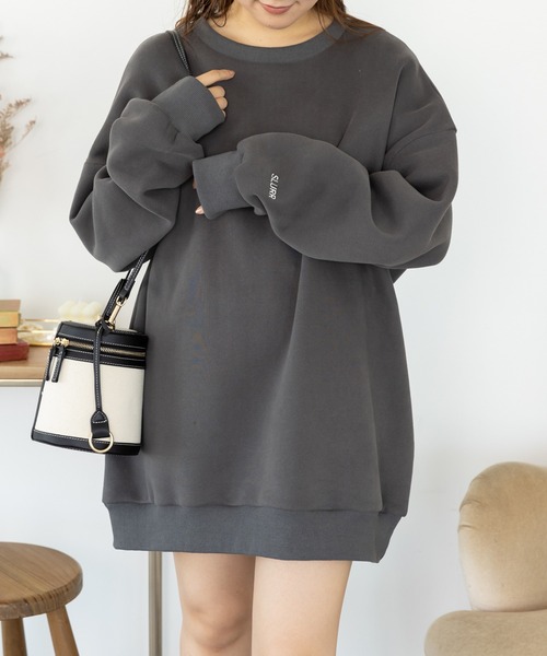 SLURR（スラ―）の「ウラキモウボリュームスリーブチュニック（チュニック・レディース・チャコールグレー/ミント/モカ/アイボリー・FREE）」の3枚目の写真