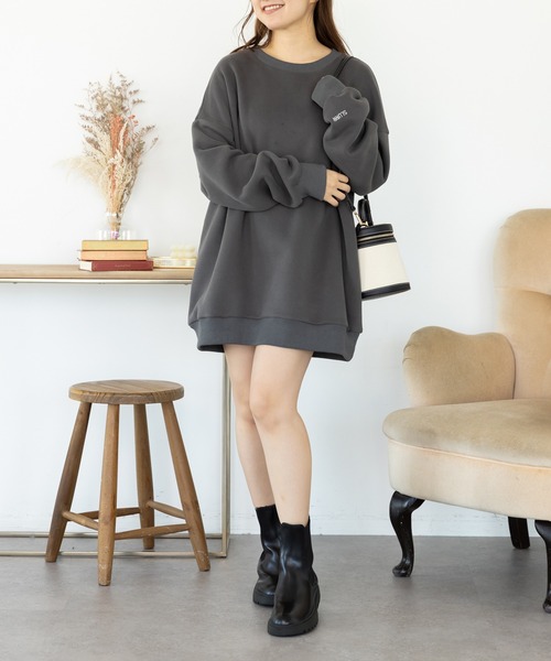 SLURR（スラ―）の「ウラキモウボリュームスリーブチュニック（チュニック・レディース・チャコールグレー/ミント/モカ/アイボリー・FREE）」の6枚目の写真