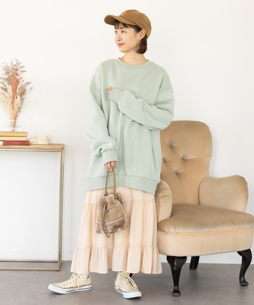 SLURR（スラ―）の「ウラキモウボリュームスリーブチュニック（チュニック・レディース・チャコールグレー/ミント/モカ/アイボリー・FREE）」の12枚目の写真