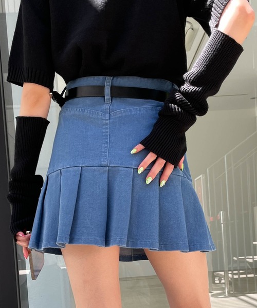 WEGO（ウィゴー）の「WEGO/プリーツ切り替えミニスカート（スカート・レディース・インディゴブルー/ブラウン・FREE）」の9枚目の写真