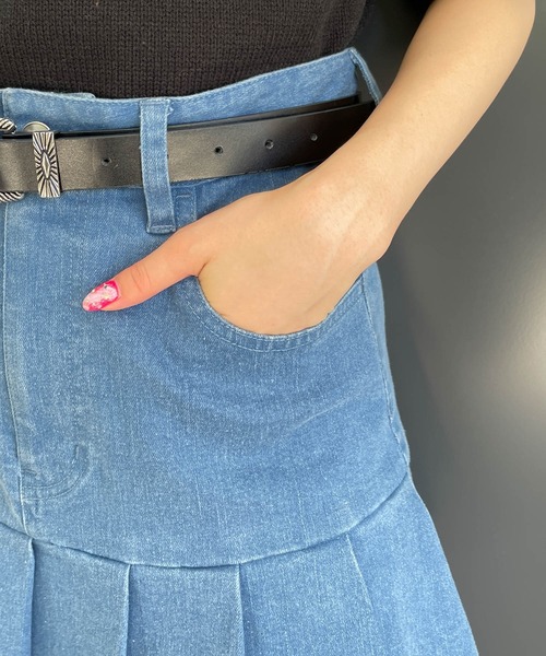 WEGO（ウィゴー）の「WEGO/プリーツ切り替えミニスカート（スカート・レディース・インディゴブルー/ブラウン・FREE）」の12枚目の写真