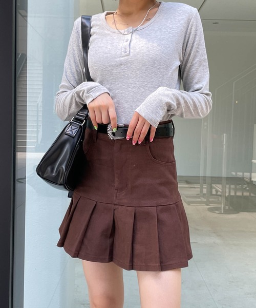 WEGO（ウィゴー）の「WEGO/プリーツ切り替えミニスカート（スカート・レディース・インディゴブルー/ブラウン・FREE）」の18枚目の写真