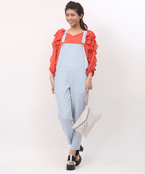 mystic（ミスティック）の「シャンブレーサロペット（サロペット/オーバーオール・レディース・グレー/サックスブルー/ブラック・ﾌﾘ-）」の3枚目の写真