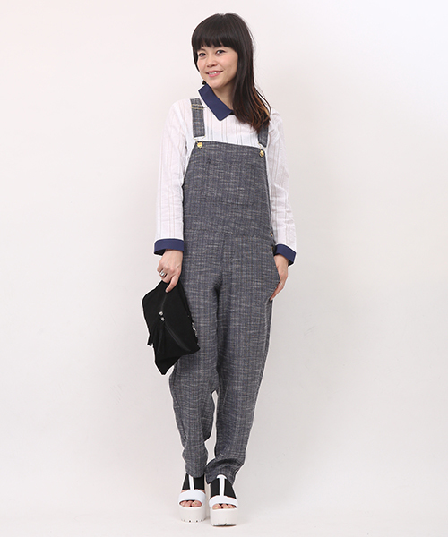 mystic（ミスティック）の「シャンブレーサロペット（サロペット/オーバーオール・レディース・グレー/サックスブルー/ブラック・ﾌﾘ-）」の2枚目の写真