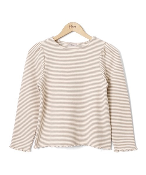 flower（フラワー）の「キャラメルボーダートップ（Tシャツ/カットソー・レディース・ブラウン/ベージュ・FREE）」の14枚目の写真