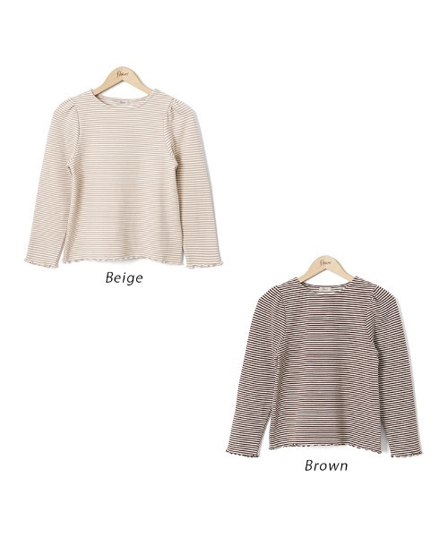 flower（フラワー）の「キャラメルボーダートップ（Tシャツ/カットソー・レディース・ブラウン/ベージュ・FREE）」の13枚目の写真