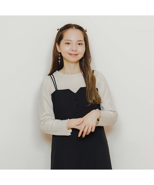 flower（フラワー）の「キャラメルボーダートップ（Tシャツ/カットソー・レディース・ブラウン/ベージュ・FREE）」の9枚目の写真