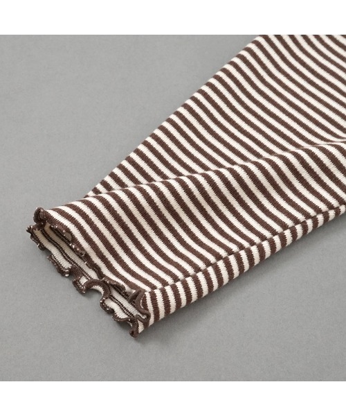 flower（フラワー）の「キャラメルボーダートップ（Tシャツ/カットソー・レディース・ブラウン/ベージュ・FREE）」の22枚目の写真